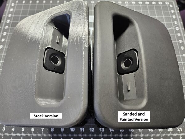 Comparison photo between the RCS Safe stock version versus the RCS Safe sanded and painted version.