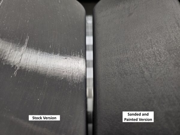 Comparison photo between the RCS Safe stock version versus the RCS Safe sanded and painted version.