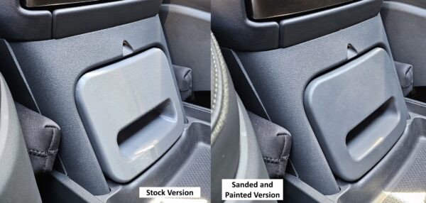 Comparison photo between the RCS Safe stock version versus the RCS Safe sanded and painted version.