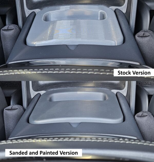 Comparison photo between the RCS Safe stock version versus the RCS Safe sanded and painted version.